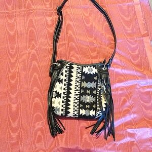 Aztec Crossbody Bag with Fringe